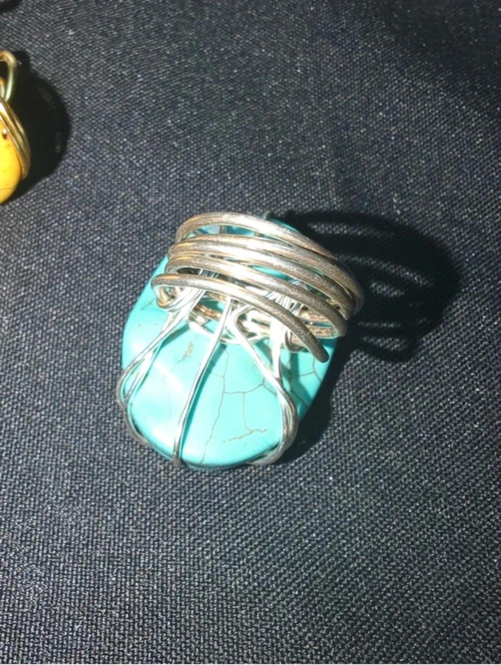 Dyed Howlite Wire Wrapped Ring - Picture 2 of 3
